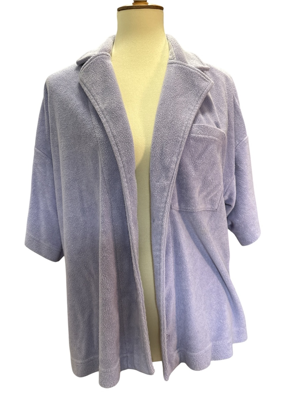 Anthropologie Lavender Plush Open-Front Short-Sleeve Jacket #361